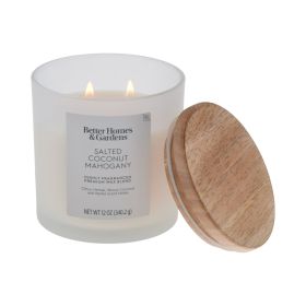 (4 pack)Salted Coconut Mahogany Scented 2-Wick Frosted Jar Candle 12oz.
